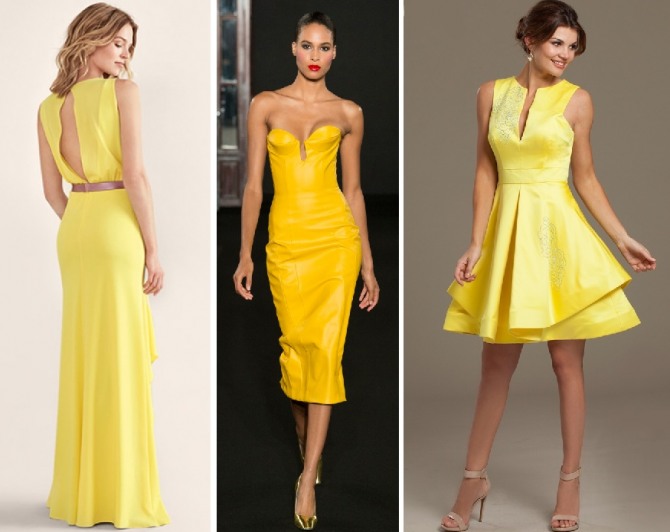 вечерние платья 2019 из ткани желтого цвета