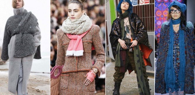 модный шарф осень 2019 - фото примеры сочетаемости с пальто и жакетами