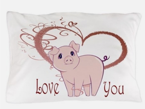 новогодний подарок - подушка с рисунком свиньи и признанием в любви