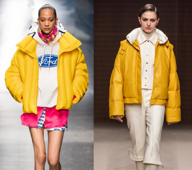 зимние куртки женские осень-зима 2019-2020 желтого цвета