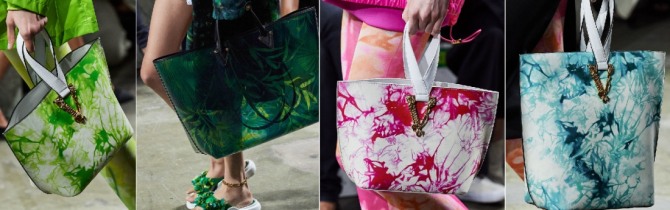 фото ярких модных летних сумок шоппер 2020 года большого размера без застежки с двумя короткими ручками от бренда Versace