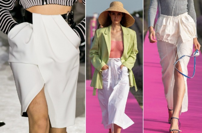 модные фасоны летних юбок 2020 белого цвета с подиума в столицах мировой моды