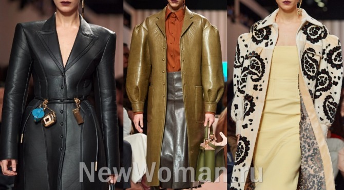 итальянские дизайнерские женские пальто и плащи с подиума от модного дома Fendi - кожа, кашемир, неделя моды в Милане