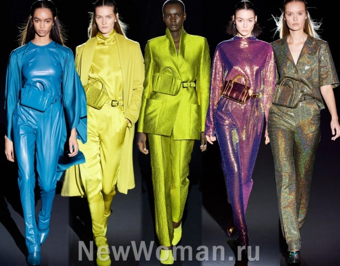 дизайнерские идеи с модных показов женской моды на сезон осень-зима 2020-2021 - фото цветных поясных дамских сумочек от бренда LaPointe