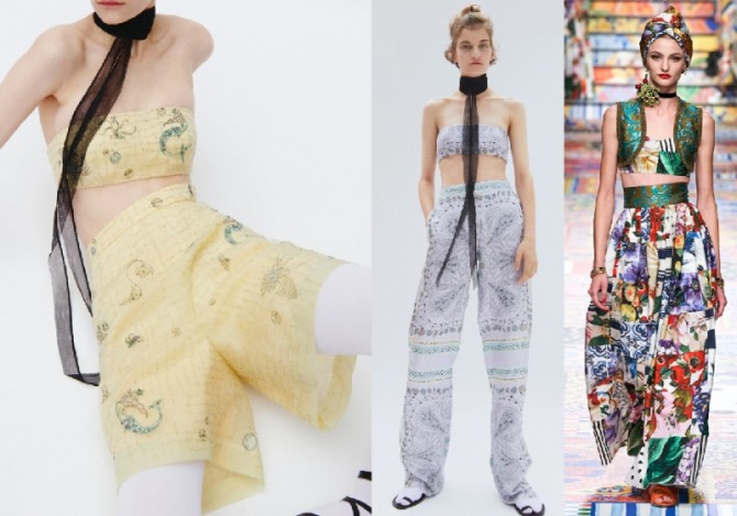 лето 2021 - стильные образы для девушек и женщин, костюмы-комплекты брюки с топом и топ с юбкой - фото из коллекций европейских дизайнеров модной женской одежды