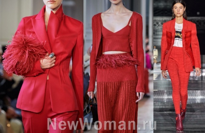 высокая мода - костюмы 2021 года от кутюр - женские комплекты красного цвета