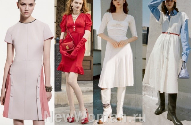 какие женские платья с коротким рукавом модные в сезоне весна 2022 года - фото с модных показов