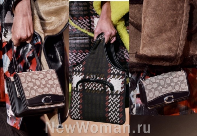 фото брендовых сумок 2023 года для женщин с абстрактными рисунками в коричневой цветовой гамме