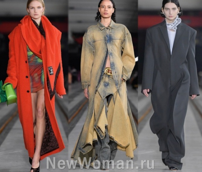 длинные женские демисезонные пальто 2023 года от модного дома Y/Project Men’s (Парижская неделя моды)