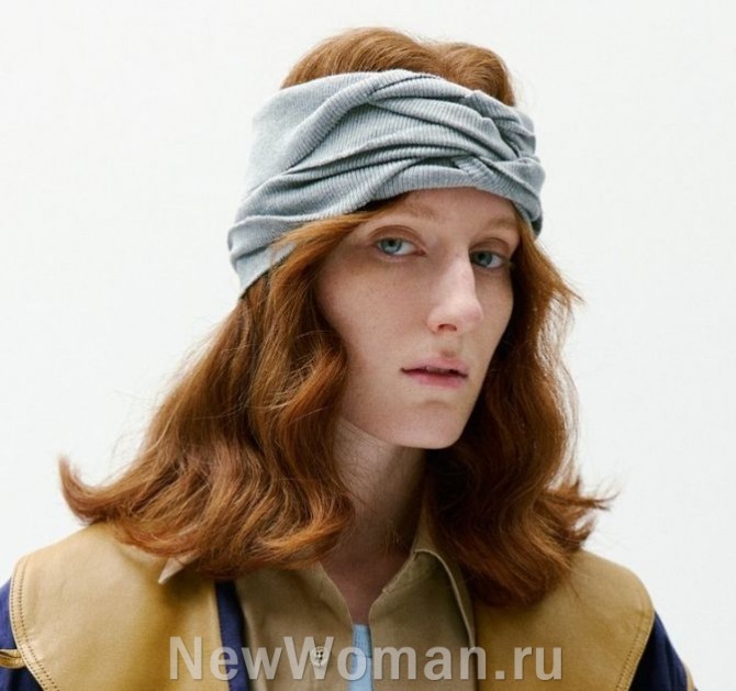 повязка на женскую голову из драпированного трикотажа