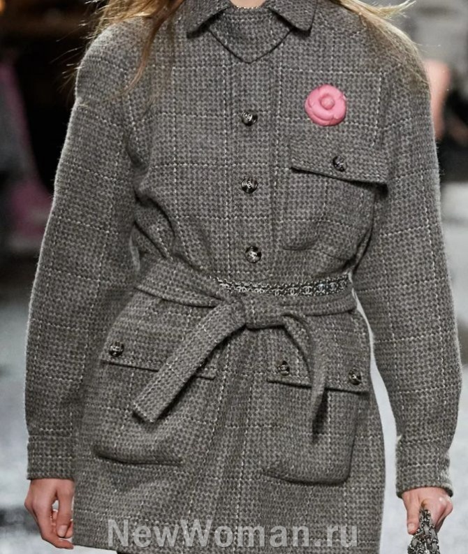  модное твидовое женское пальто 2025 года в светлую клетку, шерстяное женское укороченное пальто с поясом прямого свободного силуэта с накладными карманами