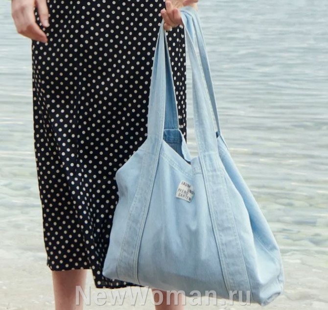  модная летняя голубая джинсовая сумка-мешок