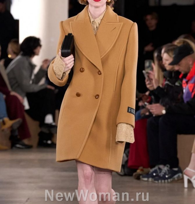 модное элегантное осеннее женское полуприталенное пальто 2025 года выше колена, пальто абрикосового цвета