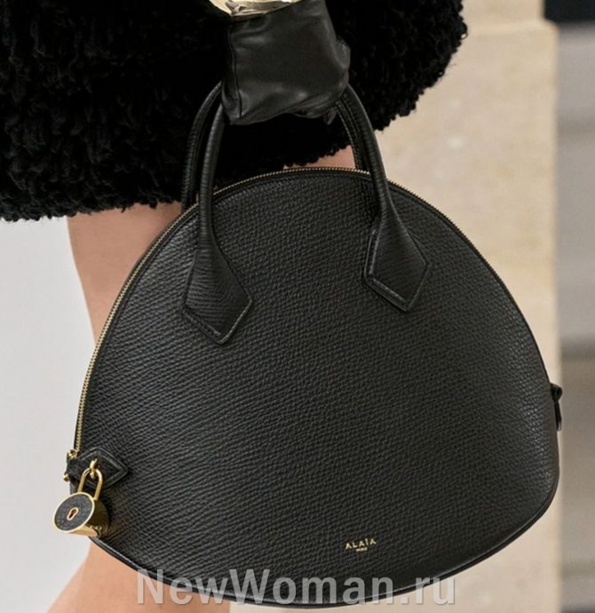 черная сумка из искусственной зернистой кожи, сумка с круглым дном