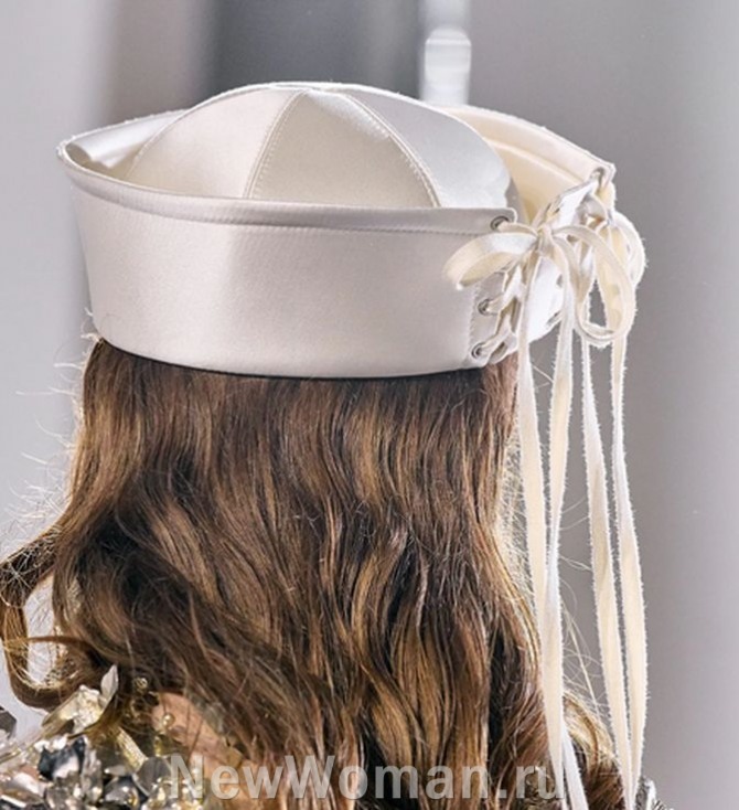  Женская шляпа-зюйдвестка из атласа, шляпка со шнуровкой на полях